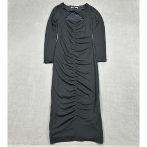 Abercrombie & Fitch Twist Front Cutout Midi Dress Sz XSP Ruched Black Whimsigoth